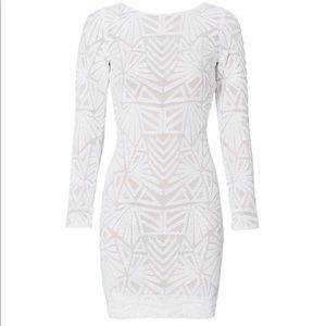 Dress the population, white sequins on mesh,size M